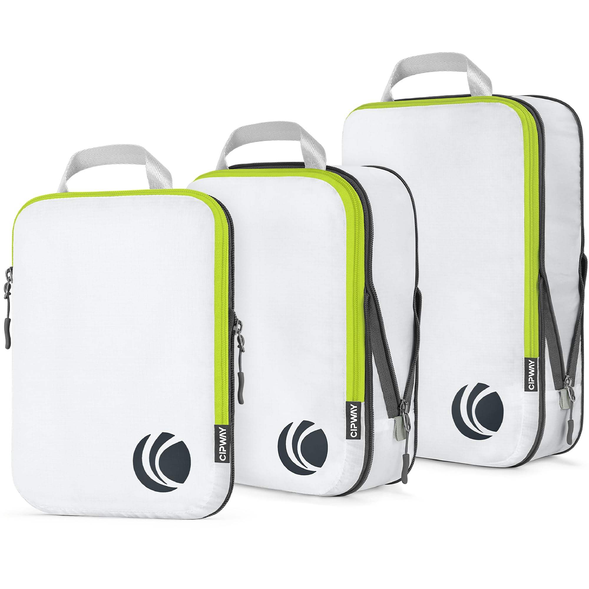 Cipway Compression Packing Cubes Set, Ultralight Expandable Travel Packing Organizers for Carry on Luggage (White 3pcs)