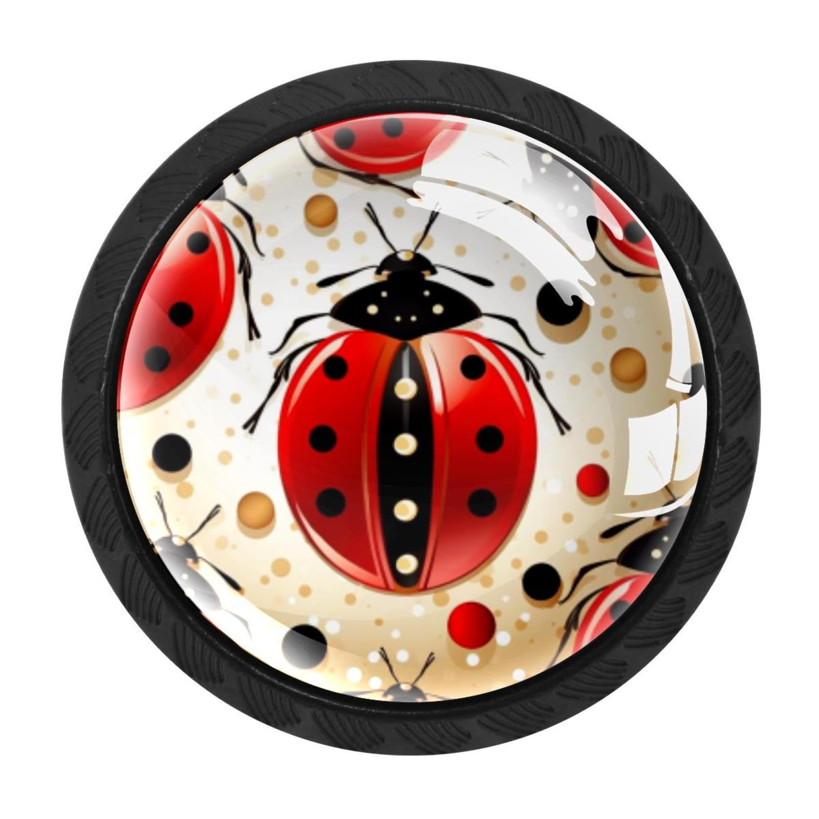 Chenzzzz Multicolored 09 4 Pack Black Ladybird Kitchen Handles, Cabinet Pulls Hardware For Cupboard Drawer Knobs Dresser Pulls