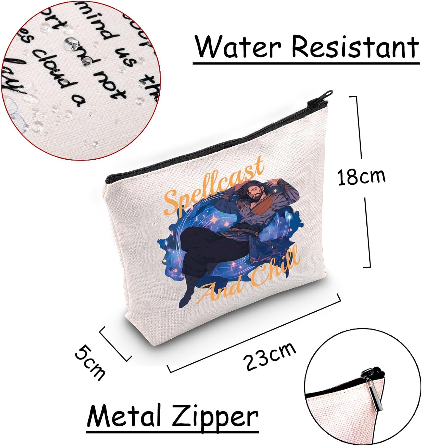 JXGZSO Spellcast And Chill Gale Inspired Cosmetic Bag Video Gamer Gift BG3 Wizard Makeup Bag - Image 2