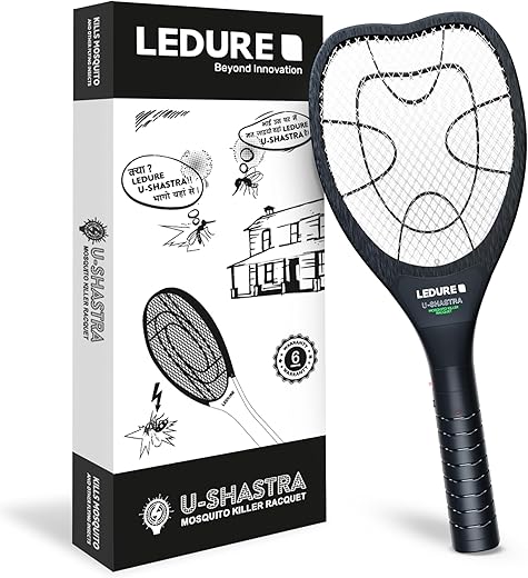Ledure UShastra Mosquito Racket Bat | Rechargeable Electric Fly Swatter | Mosquito Killer Racquet with 6 Months Warranty | Shock Proof Racket
