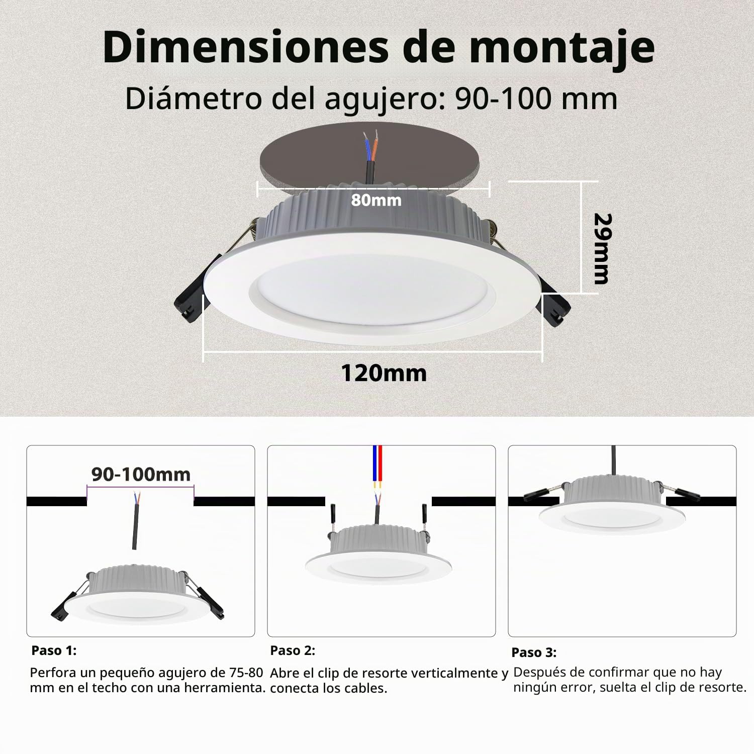 6 x Foco empotrable LED Bluetooth, regulable 10W RGBW Blanco cálido Blanco frío APP con mando a distancia downlight LED empotrable redondo 230V para salón, dormitorio