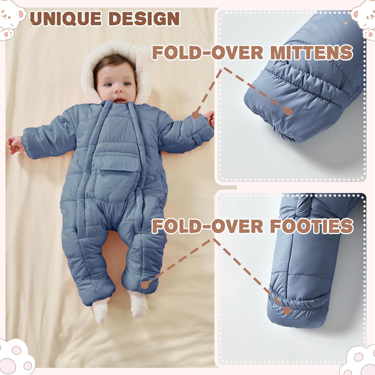 Baby Girls Boys Snowsuit Newborn Winter Clothes Jumpsuit Romper Infant Hooded Fleece Coat Jacket Outwear - Image 3