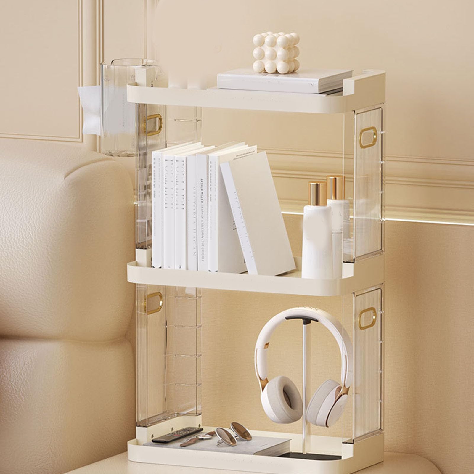 Estante Organizador De Encimera De 3 Niveles - Estante De Almacenamiento De Plástico para Maquillaje, Perfumes, Cosméticos, Libros, Cómoda, Baño, Cocina, 40x22x65cm (3 capas)