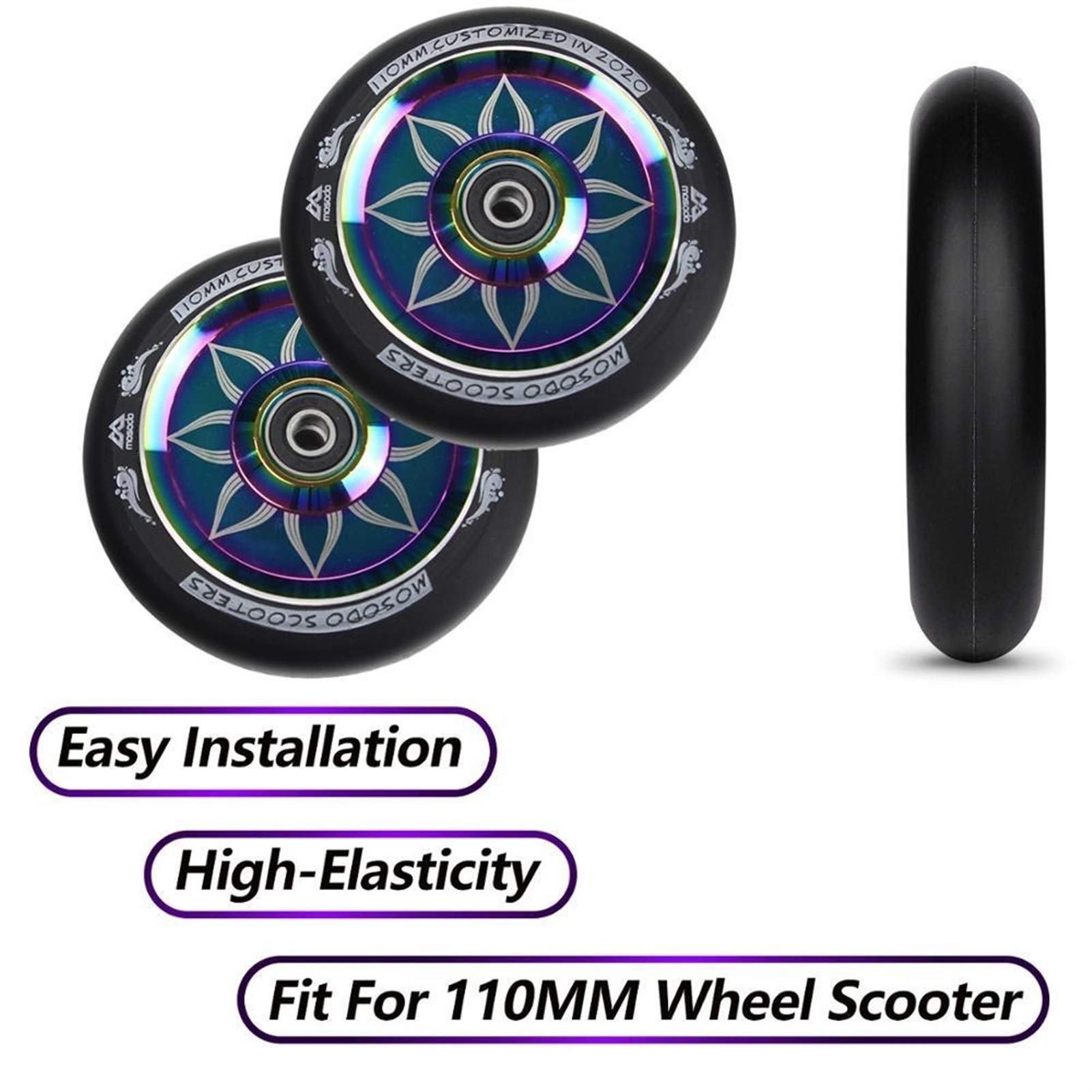 Ruedas De Scooter Freestyle Ruedas de la Scooter Piezas de Repuesto de la aleación de la aleación de 110 mm de la aleación con los rodamientos for Empujar/patear/Truco Scooter 2pcs / Set