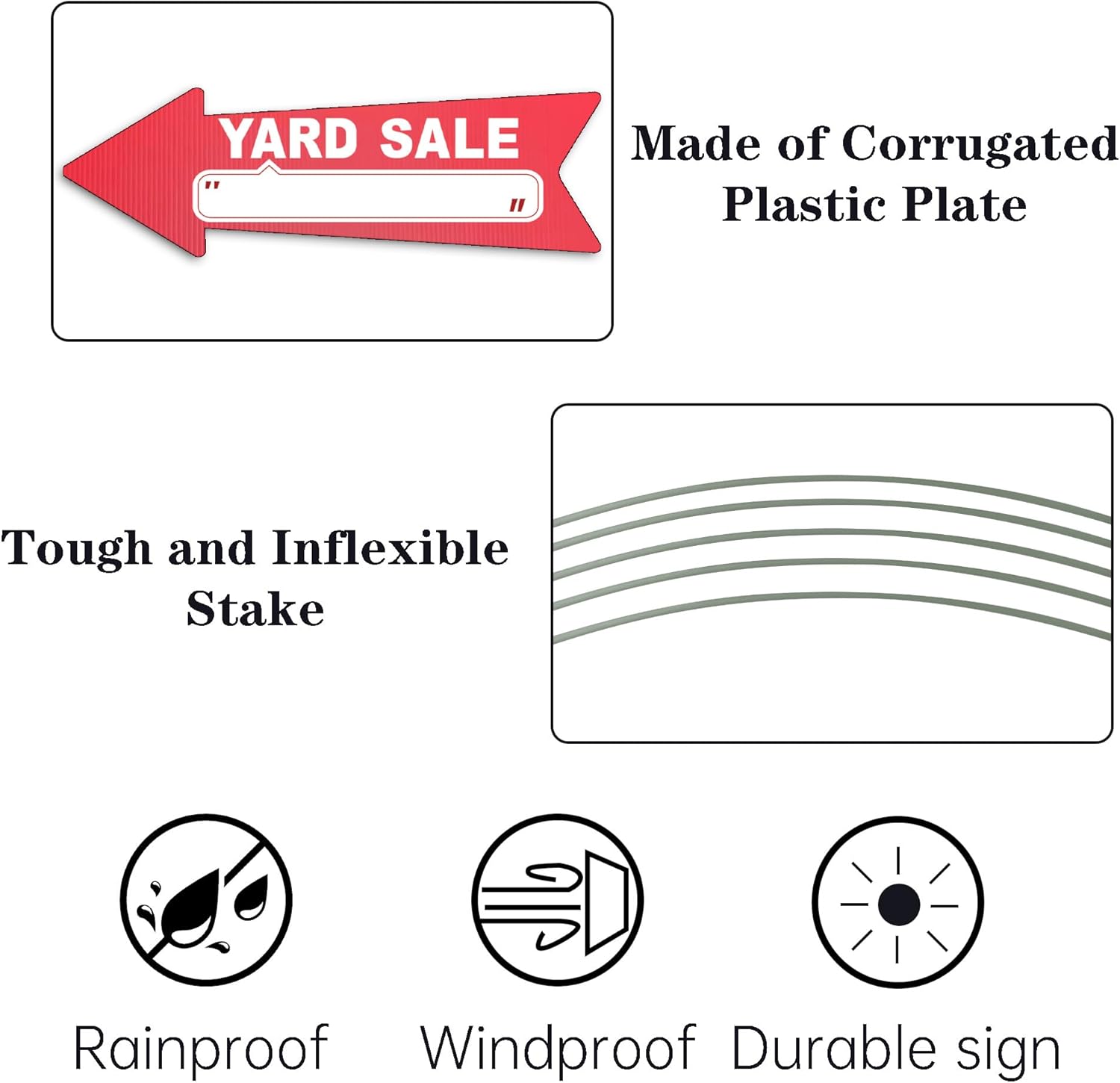 Yard Sale Red Arrow Signs with Stakes-16 x 5 in Double Sided,Outdoor Estate Sale Signs for Business,This Way Arrow Yard Signs,Plastic Garage Sale Sign Outdoor (20)
