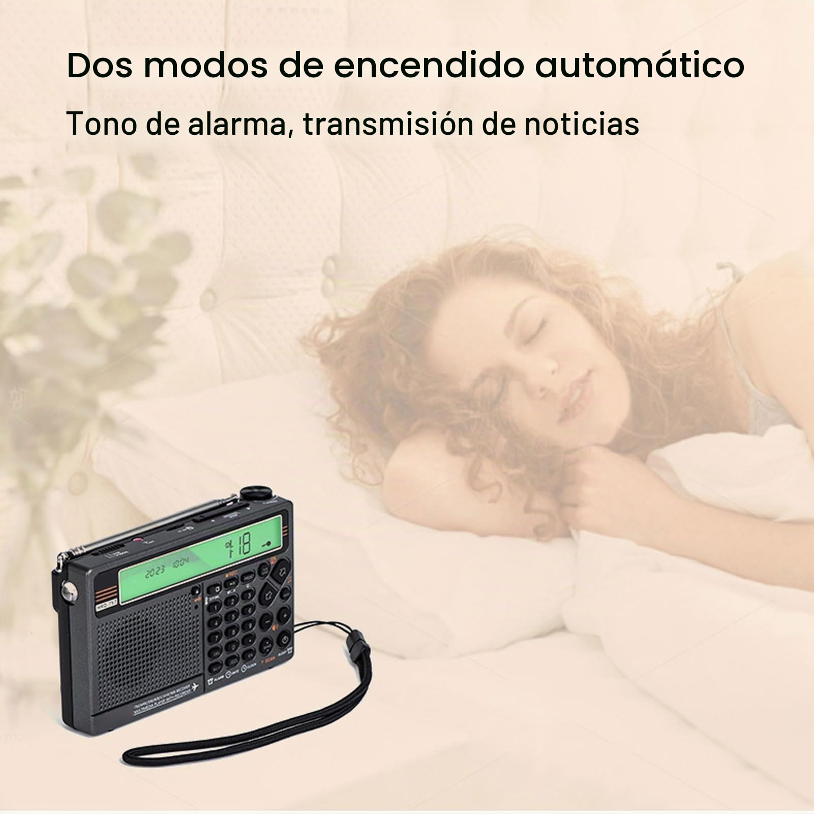 Multibanda SW FM MW Air WB V UHF, Radio Portátil, Control de App Reproducción BT Radio Digital con Conector para Auriculares de 3,5 Mm, Alarma SOS y Linterna (Green)