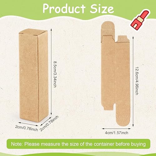 Miniatura 2 de Cositina Paquete de 100 cajas de papel kraft de 0.78 x 0.78 x 3.34 pulgadas, caja de lápiz labial rectangular, cajas de papel kraft de esencia,