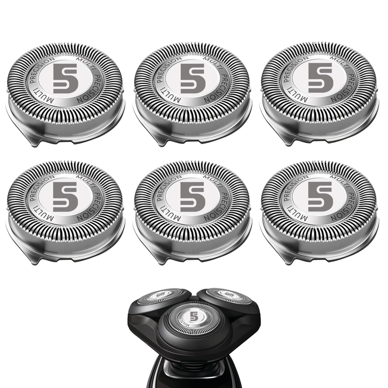 SH50 Replacement Heads for Philips Norelco Series 5000 Shaver - 6 Pack Compatible Blades Norelco 5000 Replacement Heads S5210 S5675 SH50/52