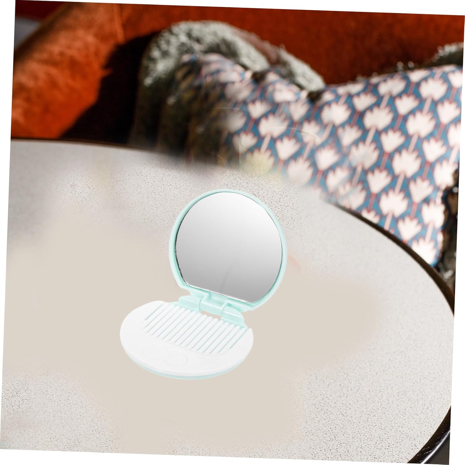 Chocolate Cookie Compact Makeup Mirror with Comb 7-Piece Set Portable Round Cosmetic Mirror for Women for Travel and Handbag