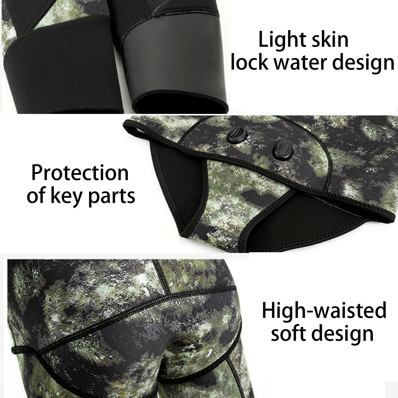 Speerfischen-Neoprenanzüge Für Herren 3/5MM Camouflage 2-teilige Neopren-Kapuze Langarm-Taucheranzug Halten Sie Warme Schnorchelanzüge Zum Surfen Schwimmen