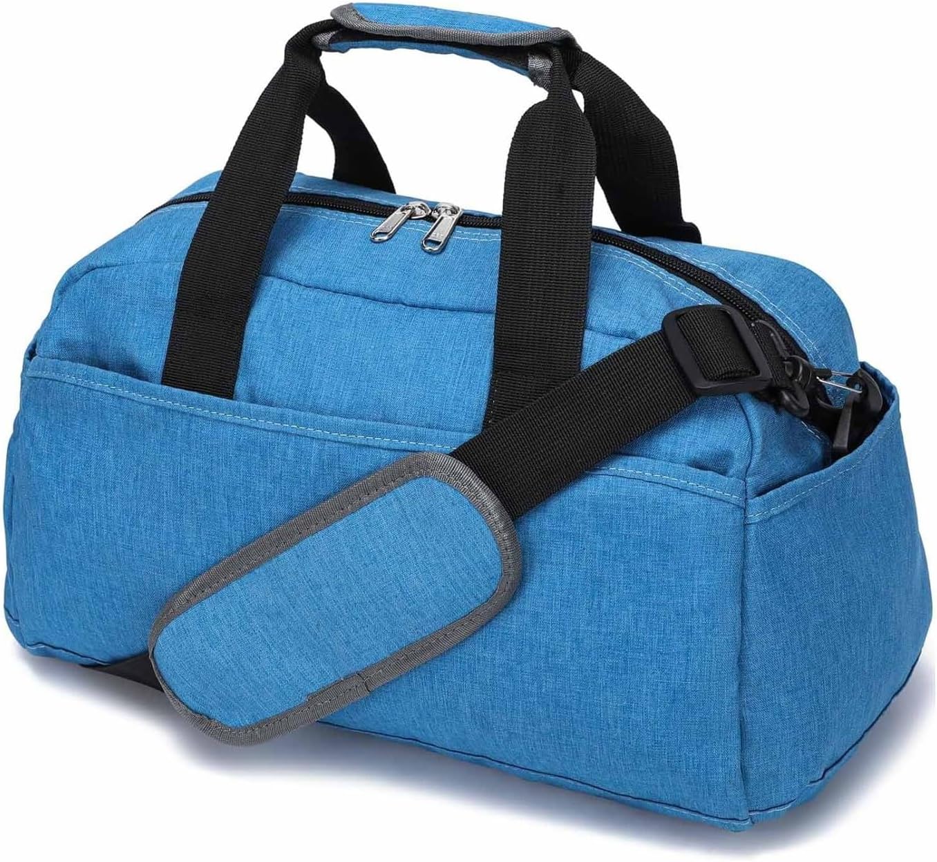 Gym Bag Duffle Bag 14in x 8in x 8in for Women and Men Mini Duffel Travel Sports Lightweight Carry On(Blue)