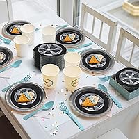 Vista 5 de Henoyso 100 servilletas para neumáticos de automóvil, servilletas de fiesta de cumpleaños de coche de carreras, suministros desechables, tema