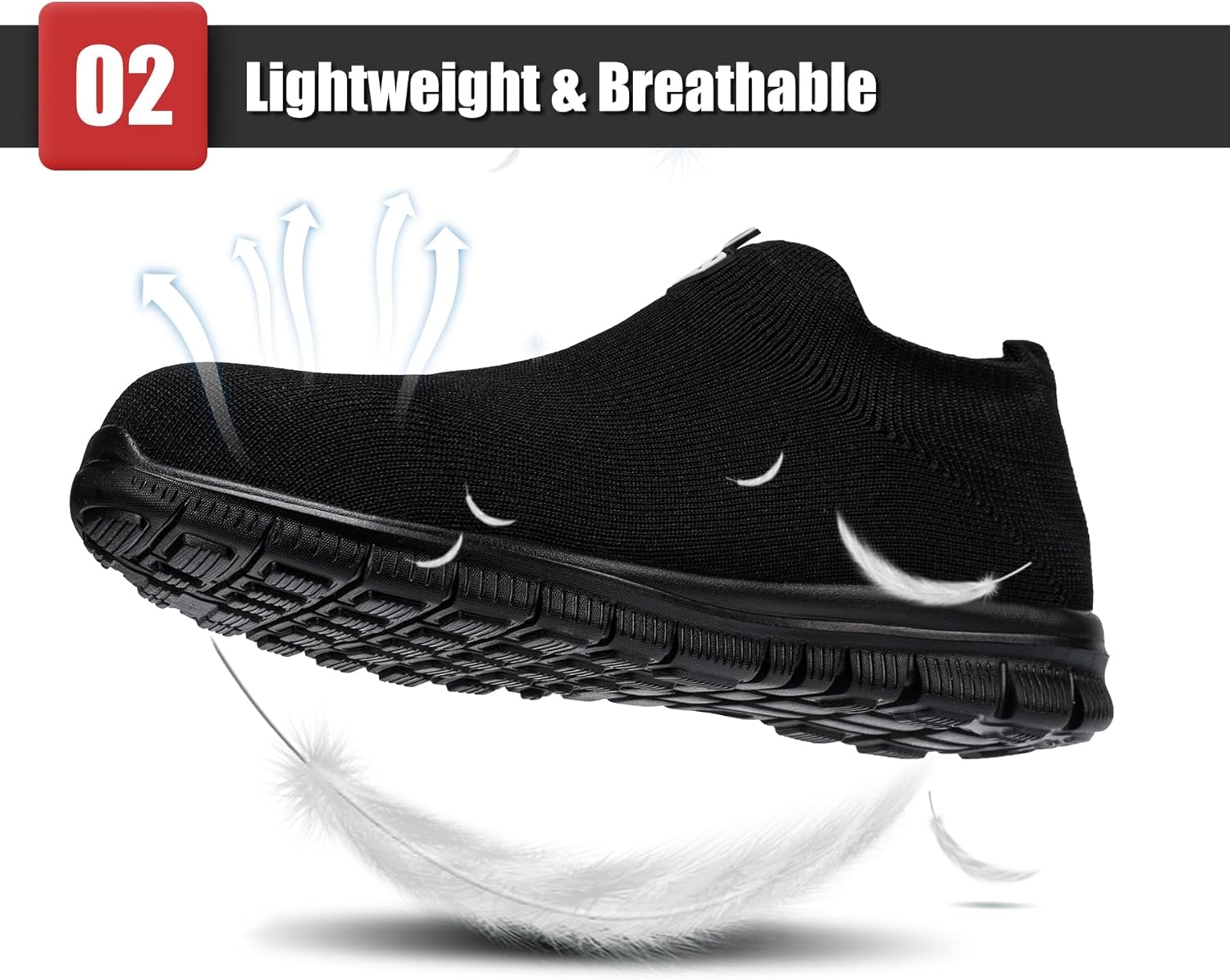 LARNMERN Slip on Steel Toe Shoes for Men Women Composite Toe Shoes Slip on Sneakers Work Safety Shoes Comfortable Lightweight Construction Running Walking Tennis Shoes - Image 3
