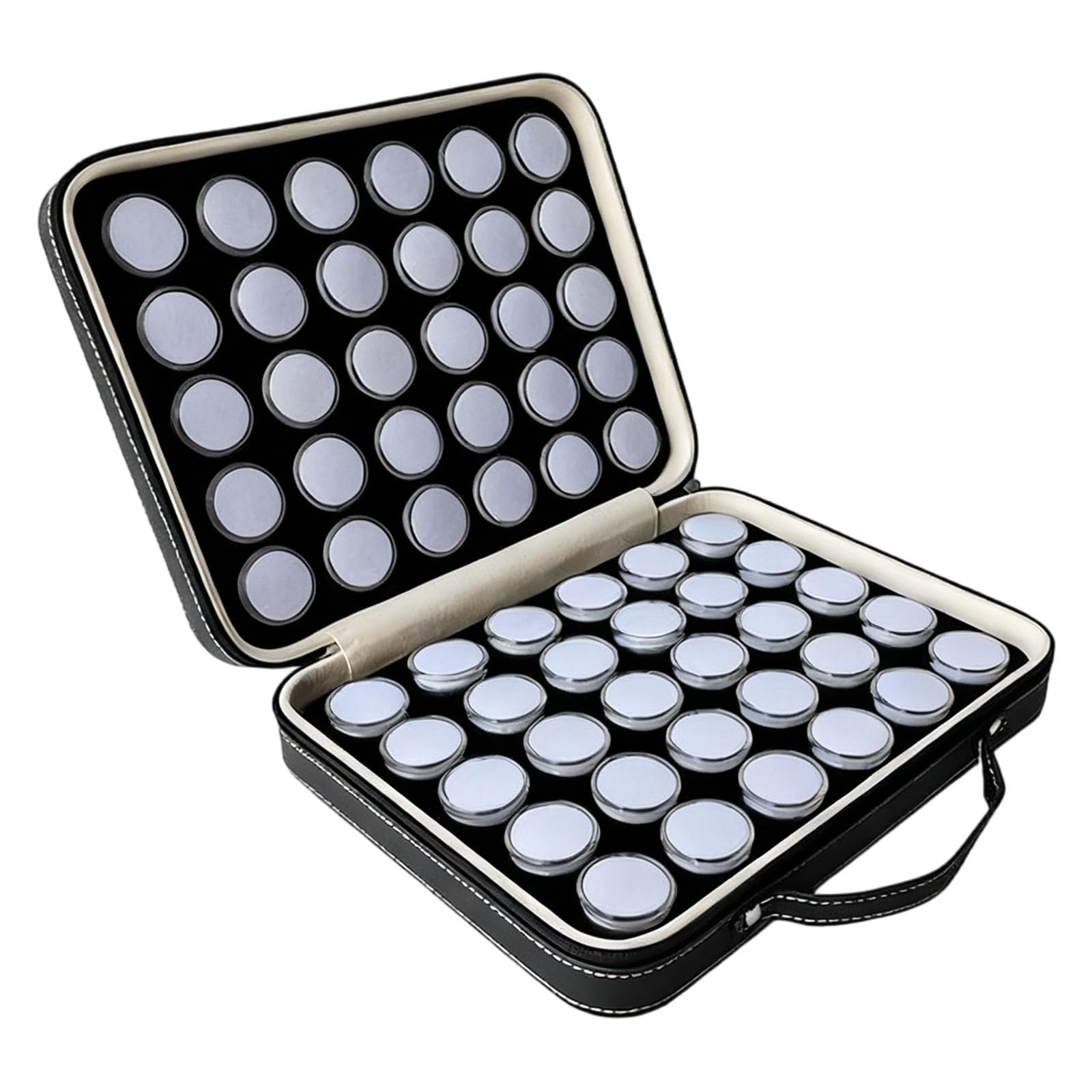 Boîte à bijoux en cuir synthétique et acrylique pour un rangement compact de vos accessoires