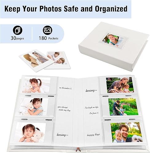 Miniatura 8 de Paquete de 2 álbumes de fotos para cámara Fujifilm Instax Mini, cámara Polaroid, álbum de fotos Instax con áreas de notas, 180 bolsillos, álbum de