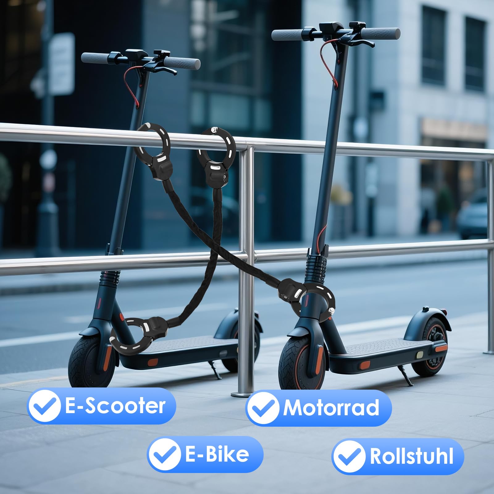 GuKKK Antivol Trotinette Electrique à Clef Avec 4 Code,100CM Cadenas Trotinette Electrique Avec Sac Rangement étanche,14MM Câble-antivol Épais Haute Sécurité, Antivol Trottinette Électrique