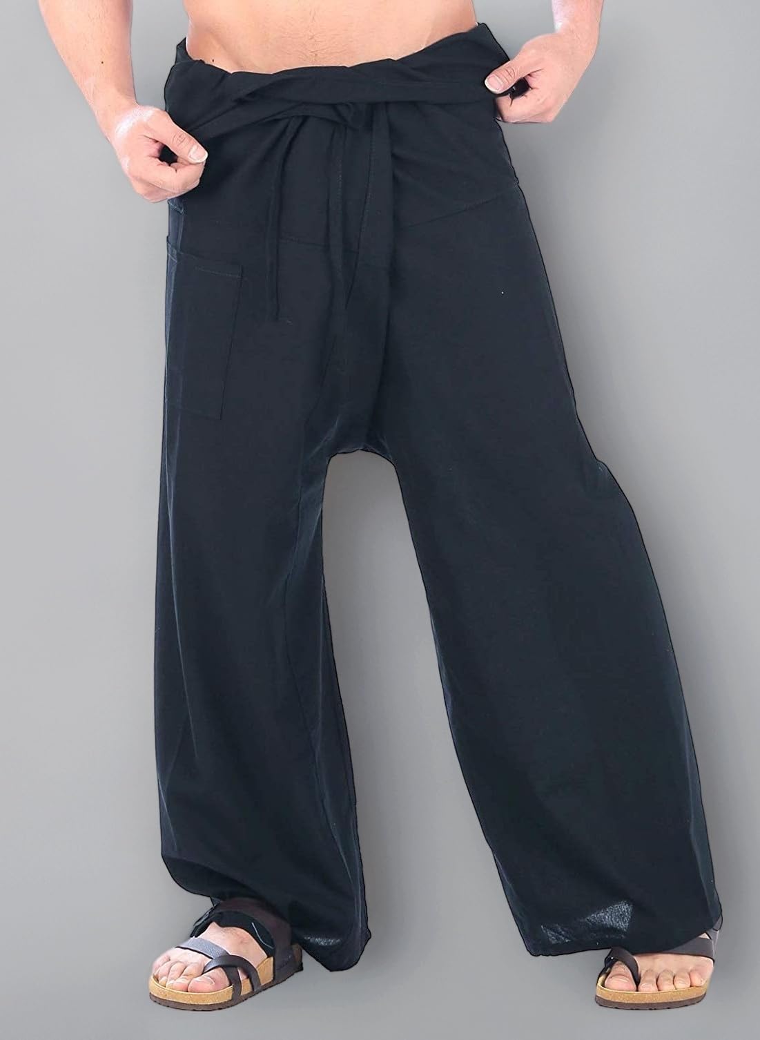 Whitewhale Mens Lightweight Cotton Thai Fisherman Pants Summer Hippie Yoga Pants