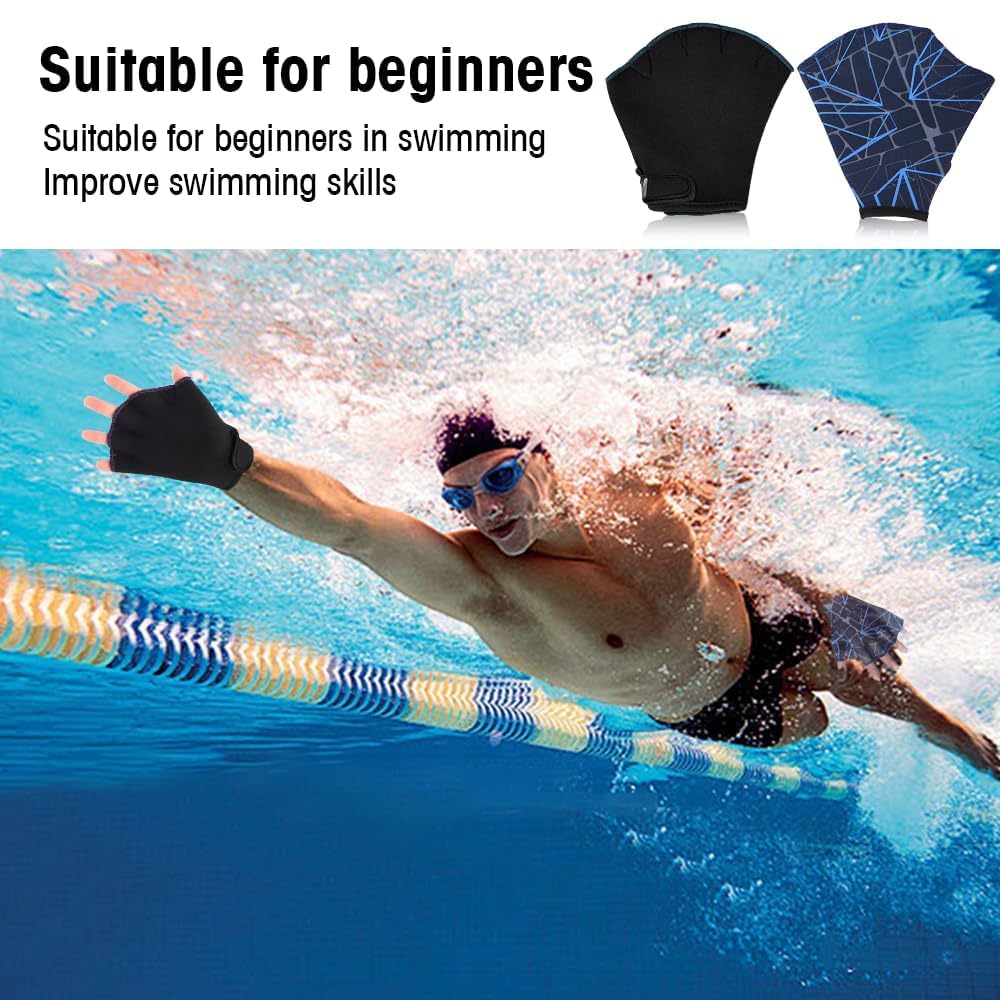Gants De Natation Palmés En Néoprène – Pour Entraînement Fitness, Plongée, Surf – Résistants à L'eau, Ajustables Au Poignet (taille Unique Homme/femme)