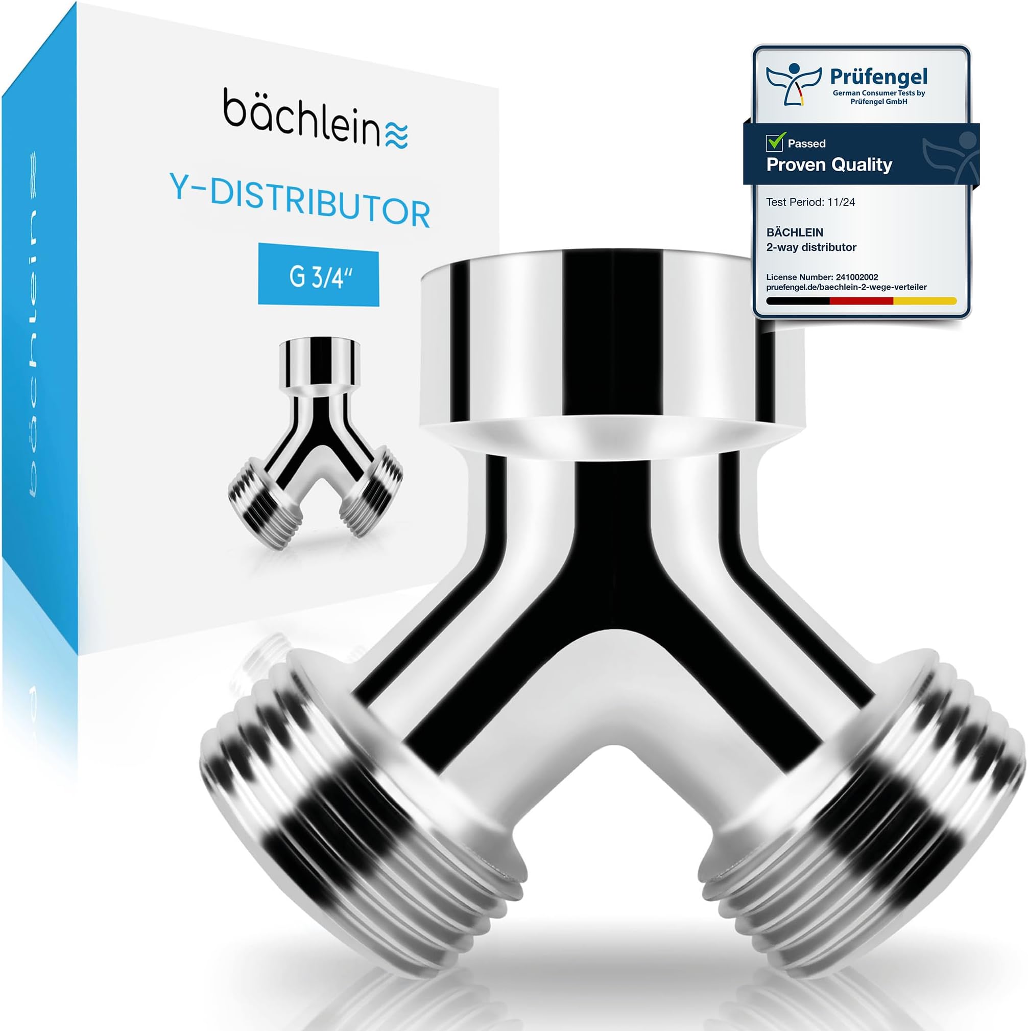 Bächlein Y-Distributor Made of Brass for Use in the Home and Garden - 2 way Y-Distributor for a G3/4" Water Connection