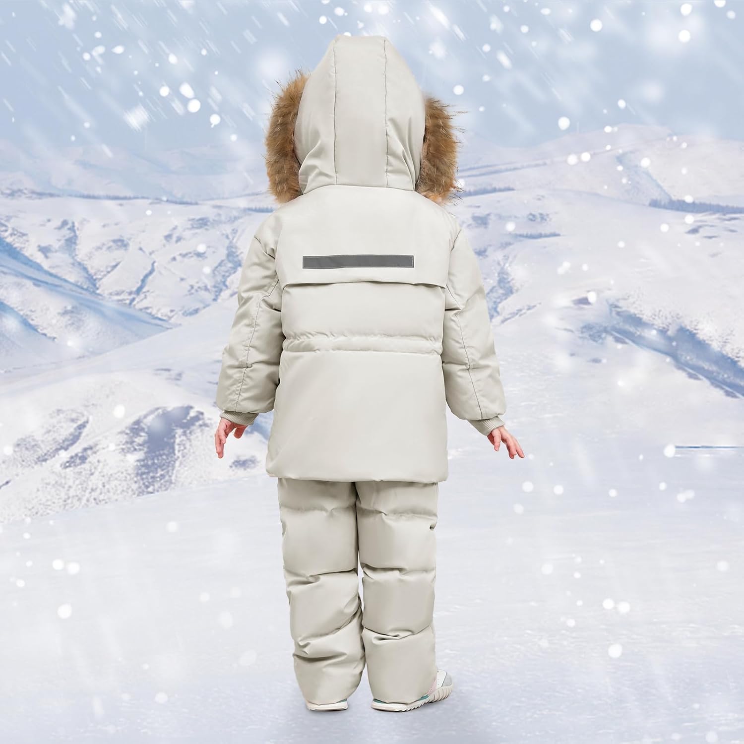 nilikastta Toddler Girls Snowsuit Winter Clothes Baby Girl Down Jacket Kids Hooded Fur Coat + Ski Bib Pants Snow Outfits - Image 4