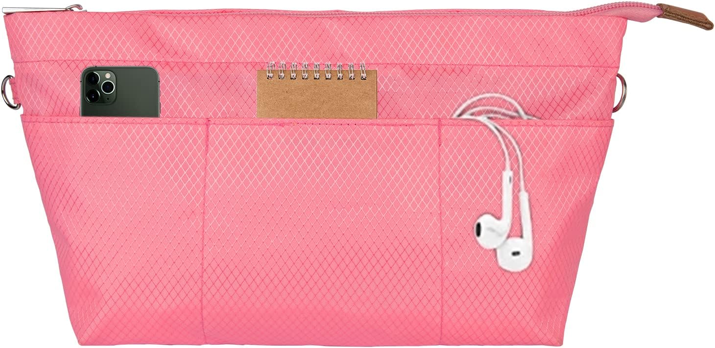 EliteLand Purse Organizer Insert Zippered Handbag Organizers Nylon tote bag insert