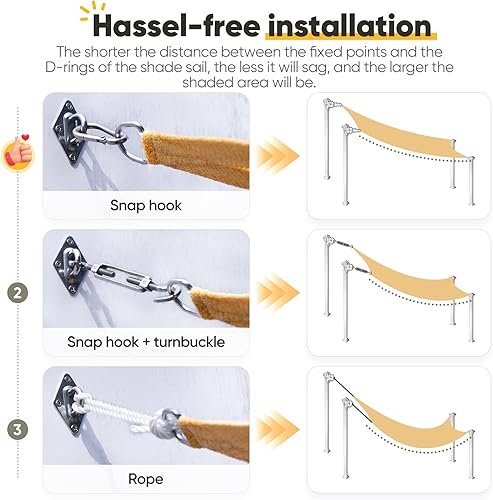 Miniatura 5 de Toldo Quictent de polietileno de alta densidad, 6.53 ozm, rectangular, para exteriores, 98 % protección UV, kit de herramientas, sombra para patio o