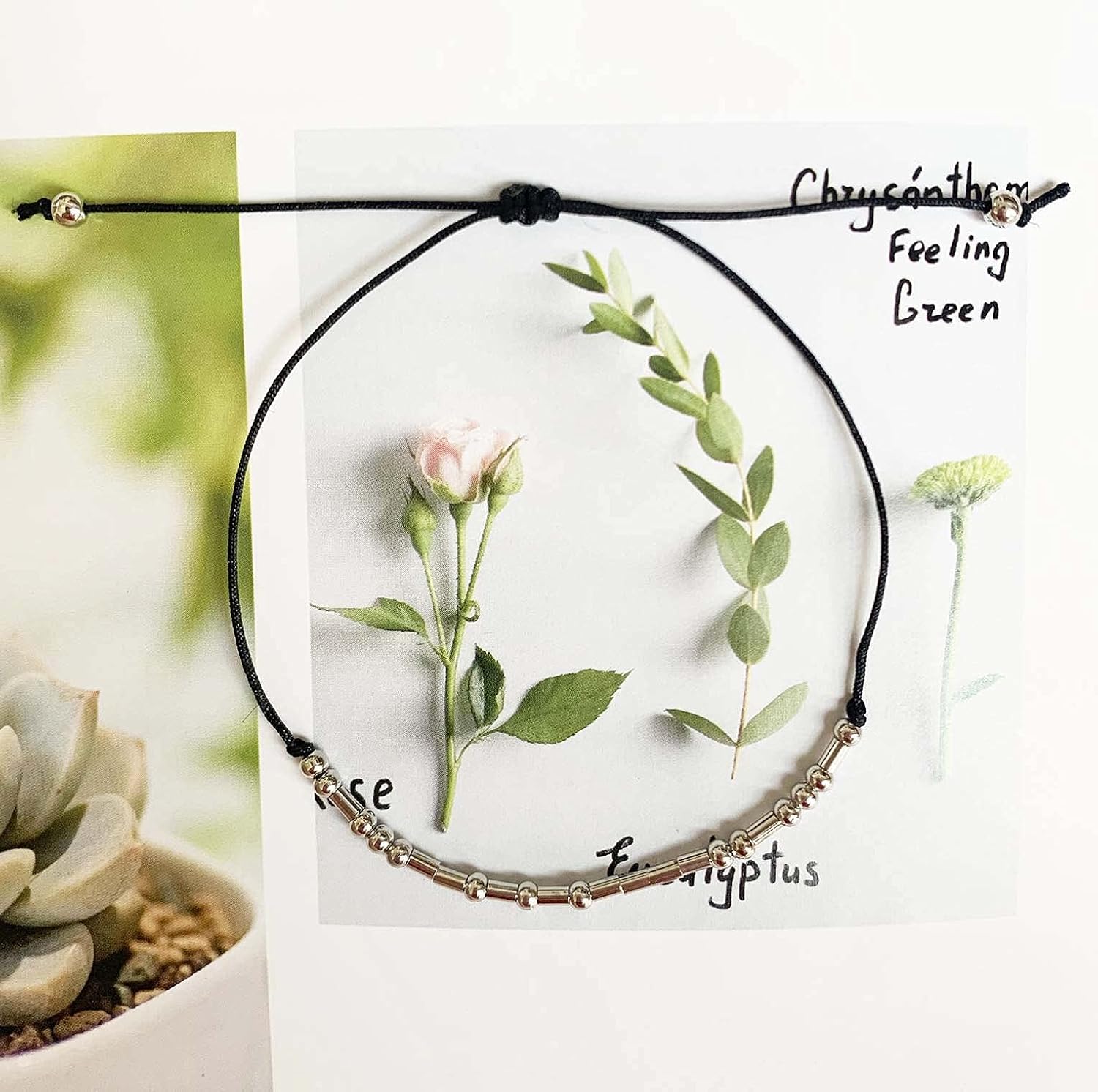 Morse Code Bracelet Adjustable Bracelet Beads on Silk Cord Friendship Inspirational Jewelry Gifts for Her - Image 2