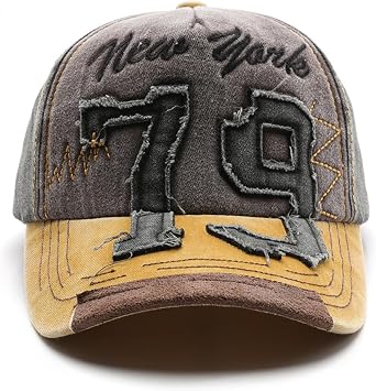 New York Hat 79 Patch Color-Block Baseball Cap Vintage Sun Hat