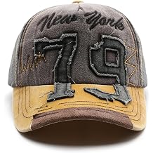 New York Hat 79 Patch Color-Block Baseball Cap Vintage Sun Hat