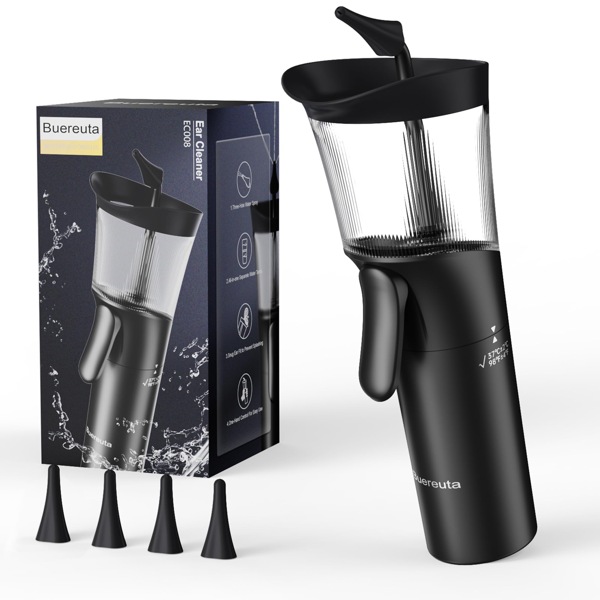 Ohrenschmalz Entferner - Manueller Ohrreiniger, Ohrenspülung Gerät mit Integriertem Abwassertank, Ohrreiniger für Erwachsene mit Weicher Silikondüse, Geeignet für Die Ohrenhygiene Zu Hause