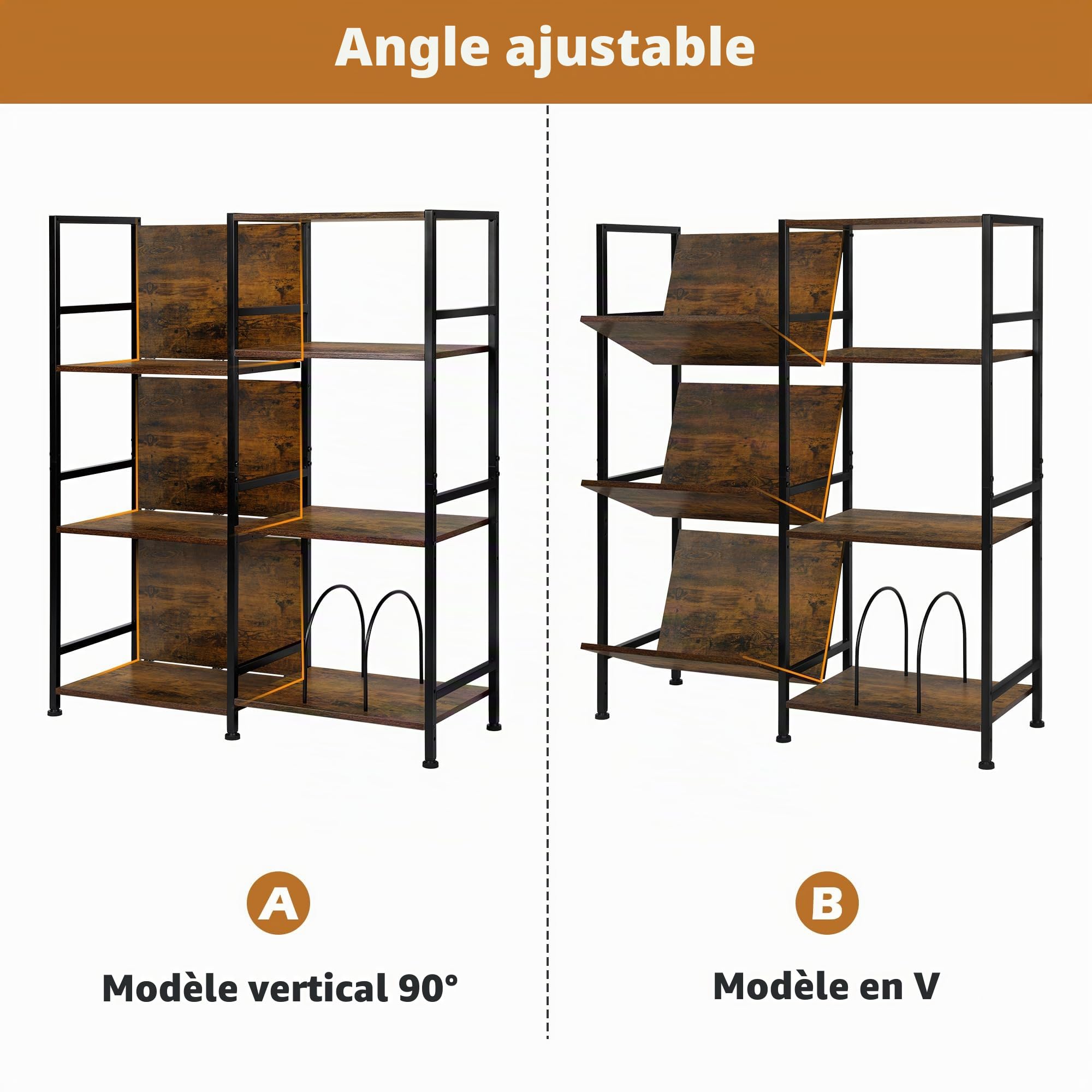 TQVAI Grand support de lecteur de disques vinyles pouvant contenir 200 albums, table tournante avec étagères de rangement, 3 étagères en bois, vitrine
