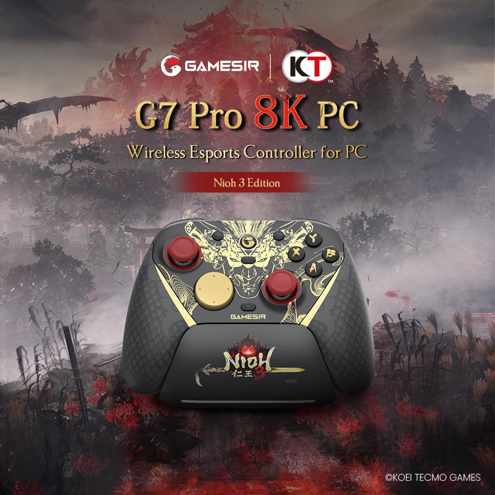GameSir G7 Pro 8K PC Manette Sans Fil Esports - 8000Hz Polling, Sticks Mag-Res TMR Gen-2, Touches Macro, Contrôle de Mouvement - Édition Nioh 3