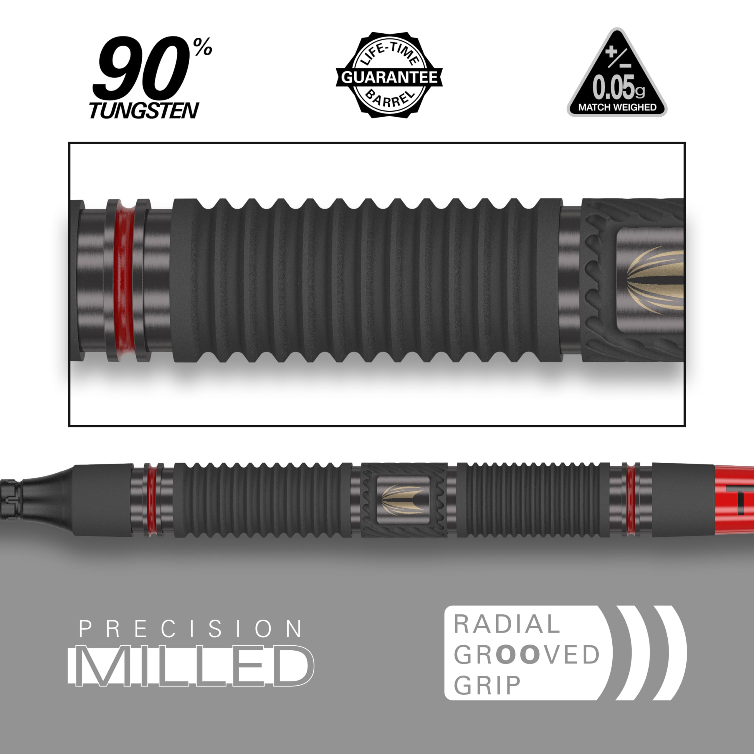 Target Darts Scope Soft Tip Darts, 90% Tungsten Dart Set | Fléchettes Rouges et Noires, Jeu de fléchettes avec Pointes Pixel, fléchettes électroniques, à Pointe Souple, Canon 10/11-18G/19G/20G/21G