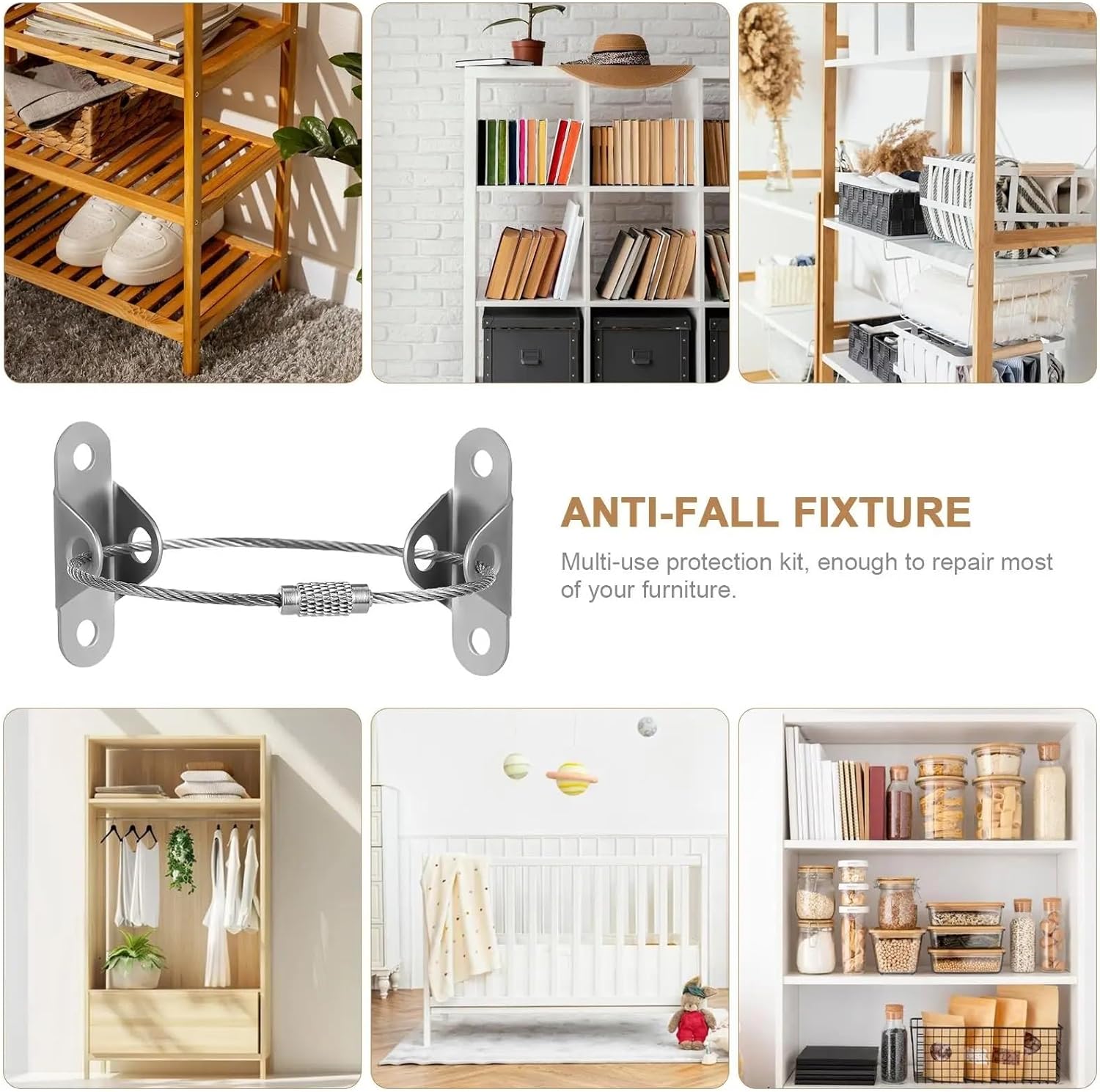 Lawsen Furniture Anchors 30pcs Anti-tip Furniture Anchors Silver Without Drilling for Bookshelves Wardrobes Cabinets Safety Enhancement Easy for Furniture Dresser