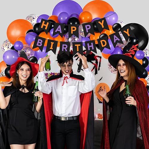 Miniatura 6 de 131 decoraciones de fiesta de cumpleaños incluyen manteles de arco de globos de 54 x 72 pulgadas y cartel de cumpleaños para Halloween Navidad boda