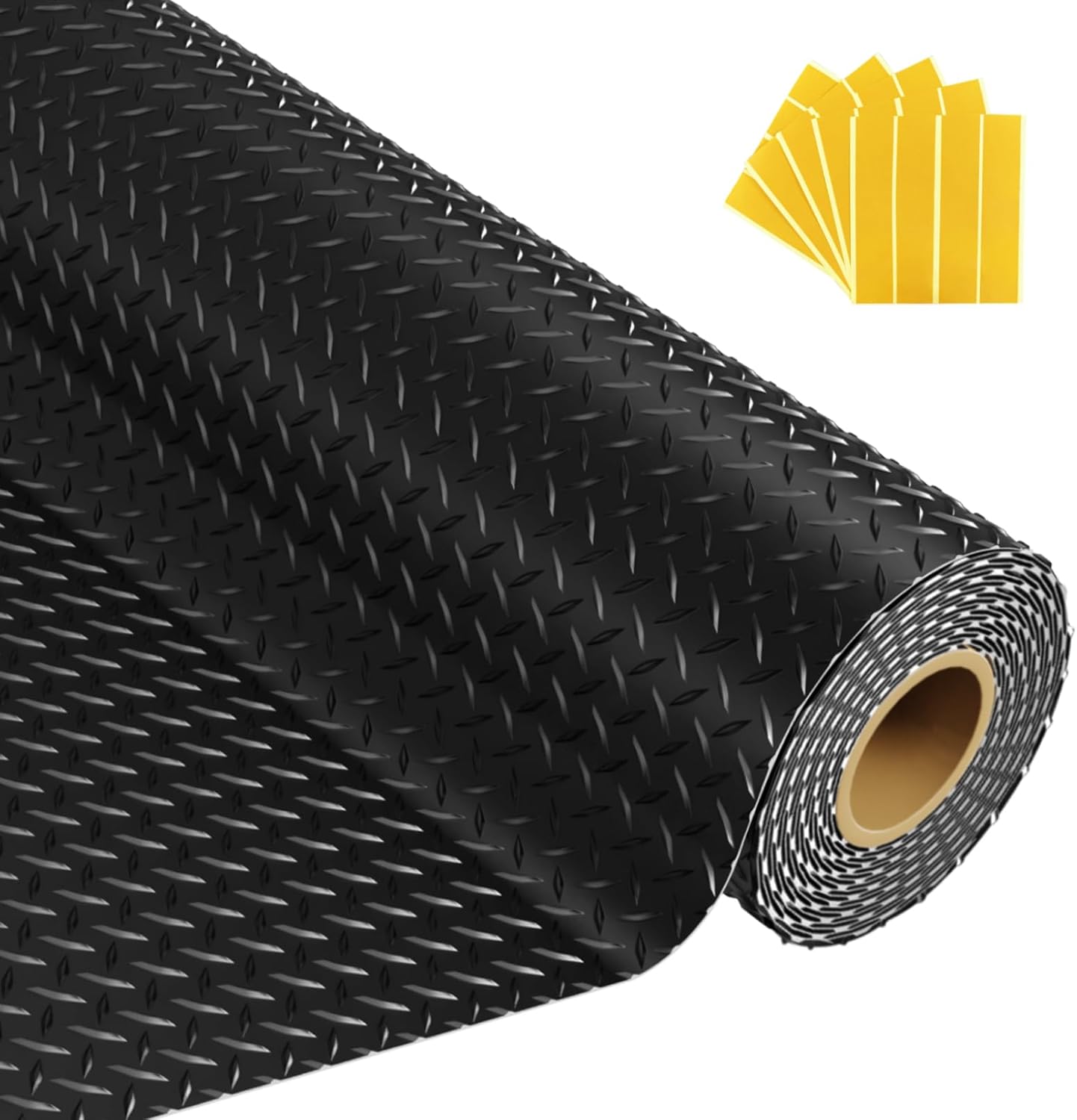 8×20 FT Garage Floor Mat, 2.8mm Thickened Flooring Roll Diamond Plate PVC Rubber Trailer Mat with 20 Pcs Tapes, Non-Slip Floor Protector Mat for Garage, Warehouse, Gyms, Trailer, Black