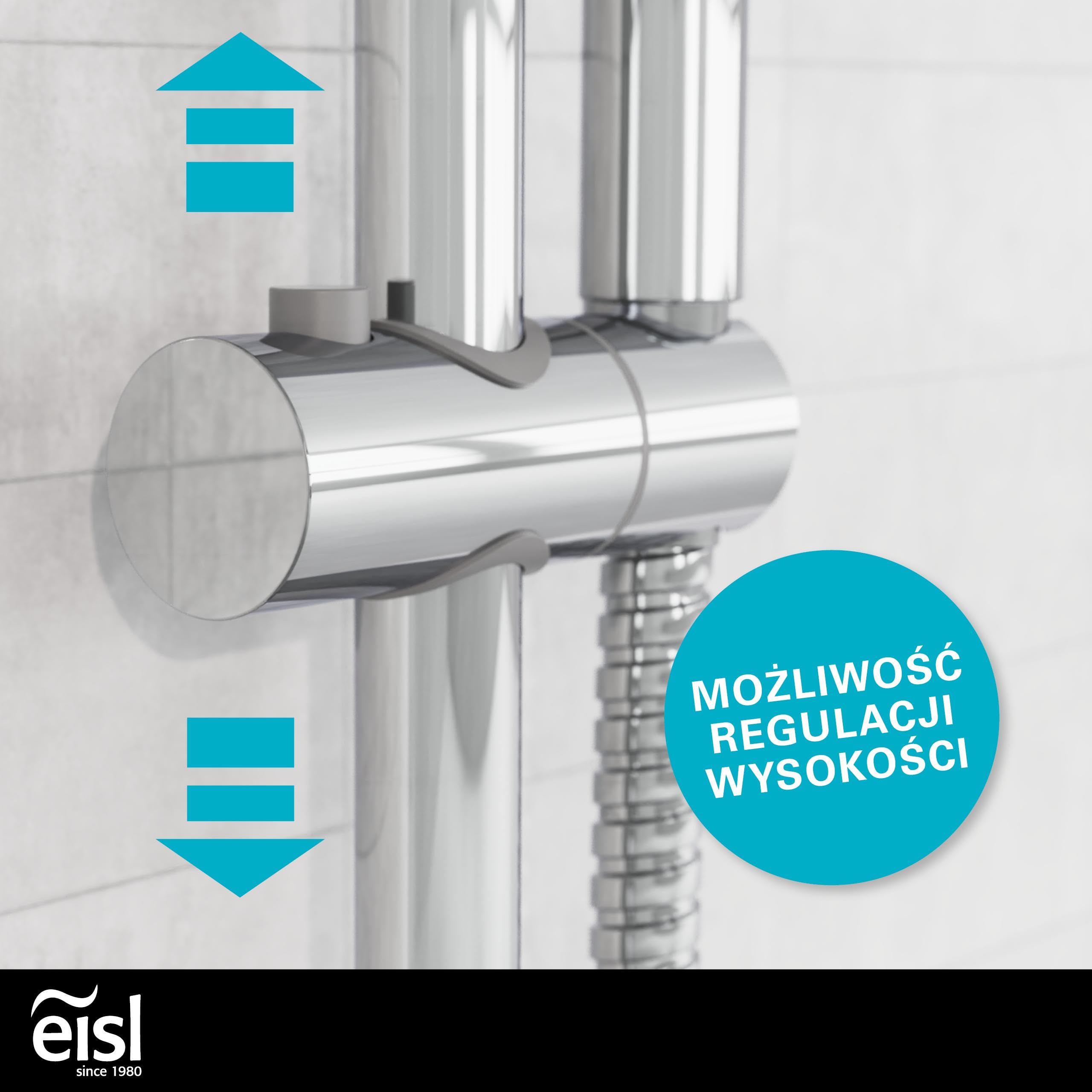 EISL WELLY DX6051 Słuchawka Prysznicowa z 5-Stopniową Regulacją, Uszczelką Oszczędzającą Wodę, Uniwersalnym Przyłączem Węża, Chromowana