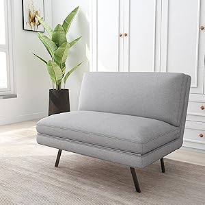 Folding Sofa Bed, Adjustable Floor Couch 3-in-1 Convertible Chair, Modern Armless Leisure Lazy Sleeper Futon Sofa Chairs with Hidden Legs for Small Compact Living Spaces, Apartment, Dorm - Grey