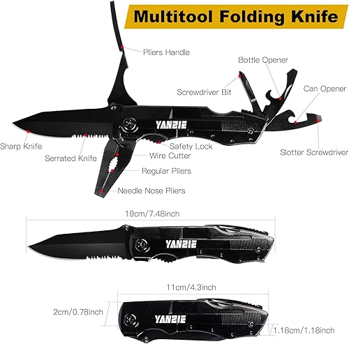 Miniatura 5 de Regalo para papá/hombres/niños, cuchillo de bolsillo multiherramienta con cuchillas de interruptor, abrelatas, cortador de alambre, destornilladores