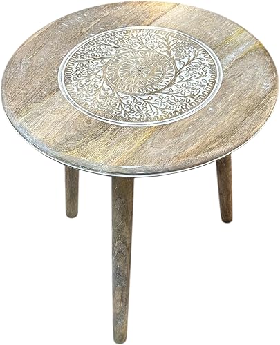 Miniatura 3 de Mesa auxiliar redonda de madera, mesa auxiliar de café para sala de estar, dormitorio, espacios pequeños, fácil de montar, moderna decoración del