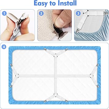 Bed Sheet Clips for Bedding, Bed Sheet Holder, 2 Pcs, White