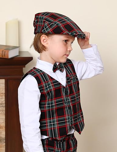 Miniatura 3 de A&J DESIGN Gorra de conductor para bebé, niño pequeño, 2 piezas, gorro de periódico y pajarita (3 meses a 8 años)