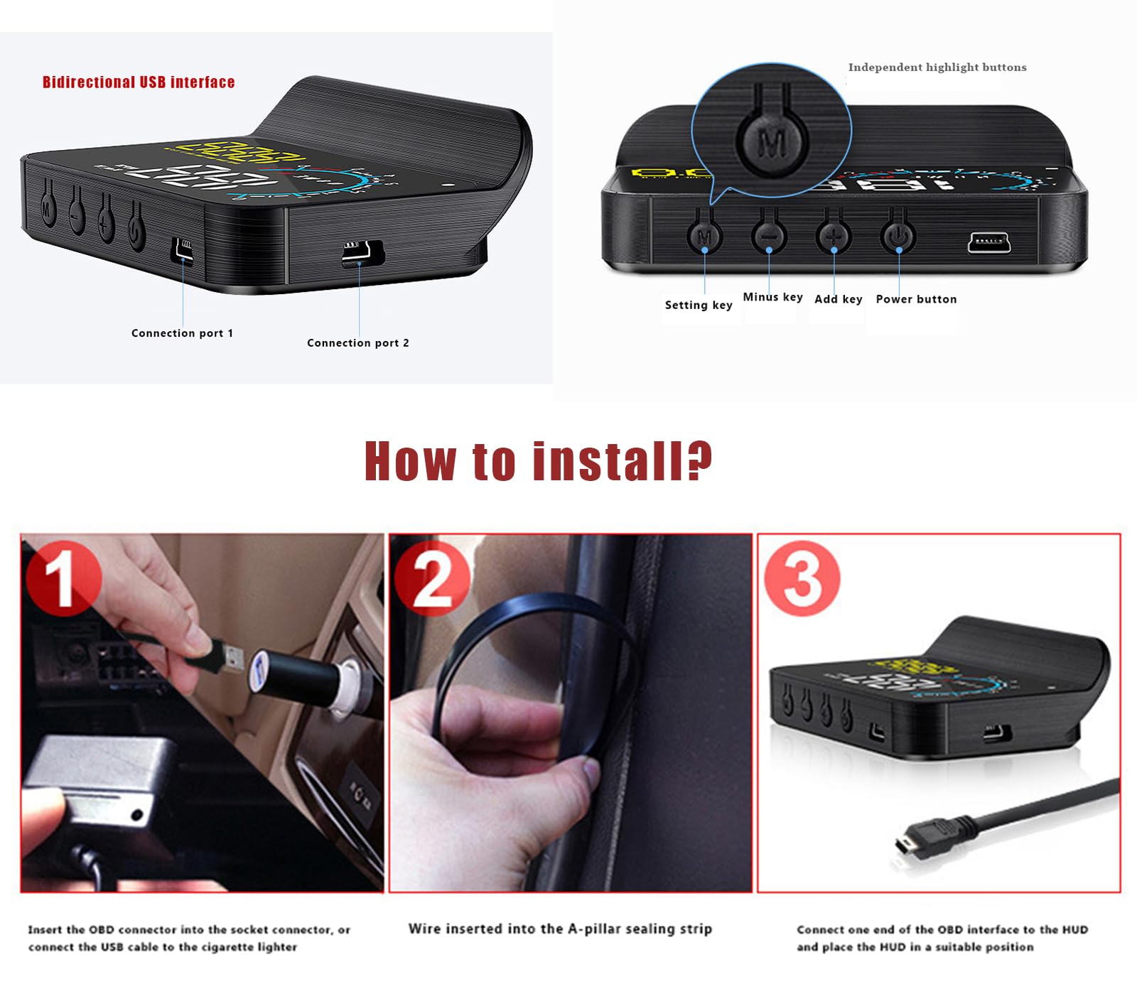 Pantalla HUD para Coche para Renault Megane 1995–2025, Velocímetro Digital con Sistema OBD2 y GPS, Proyector de Velocidad, Pantalla de Datos de Conducción