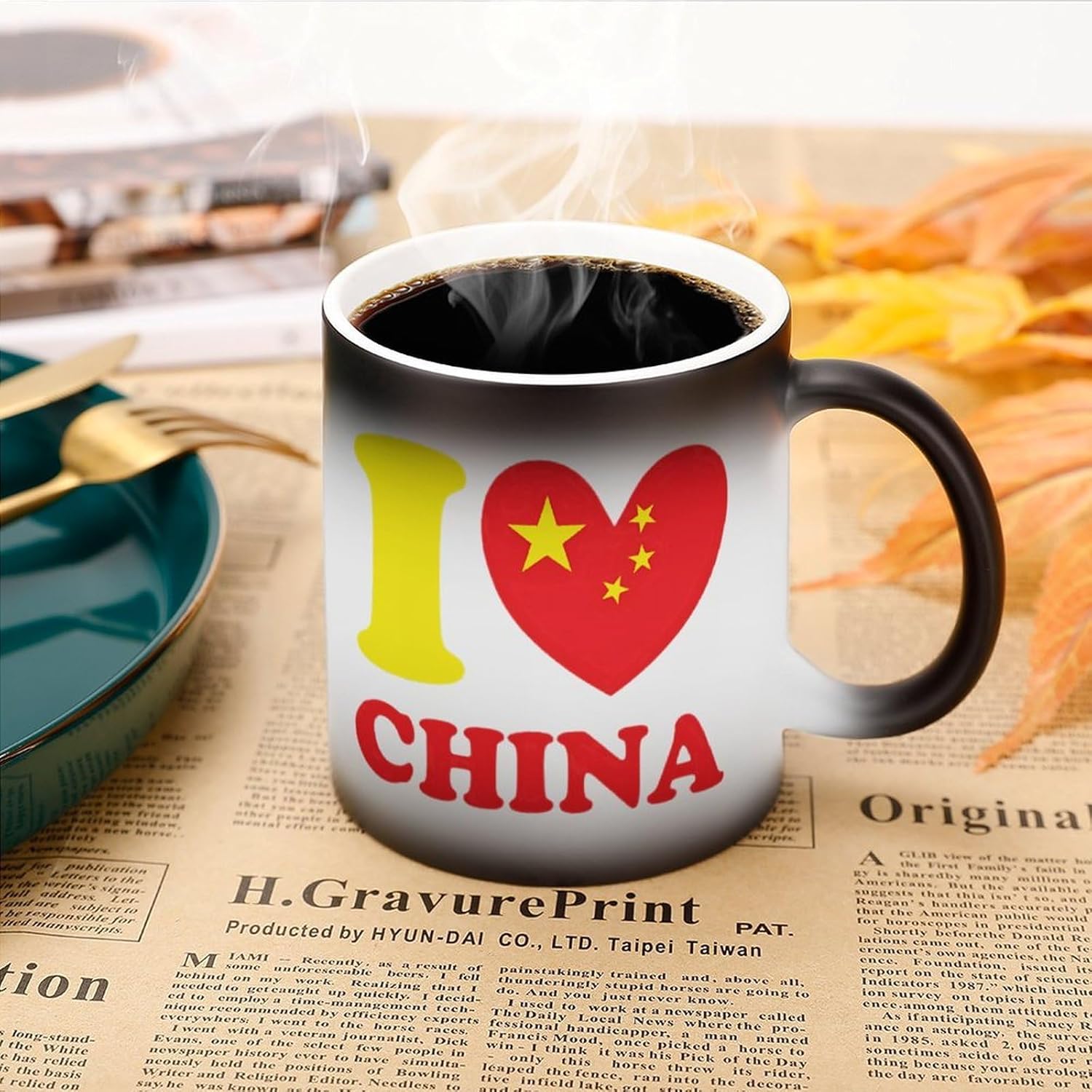 I Love China Funny Color Changing Coffee Mug Ceramic Magic Cup Personalized Discoloration Tea Mugs