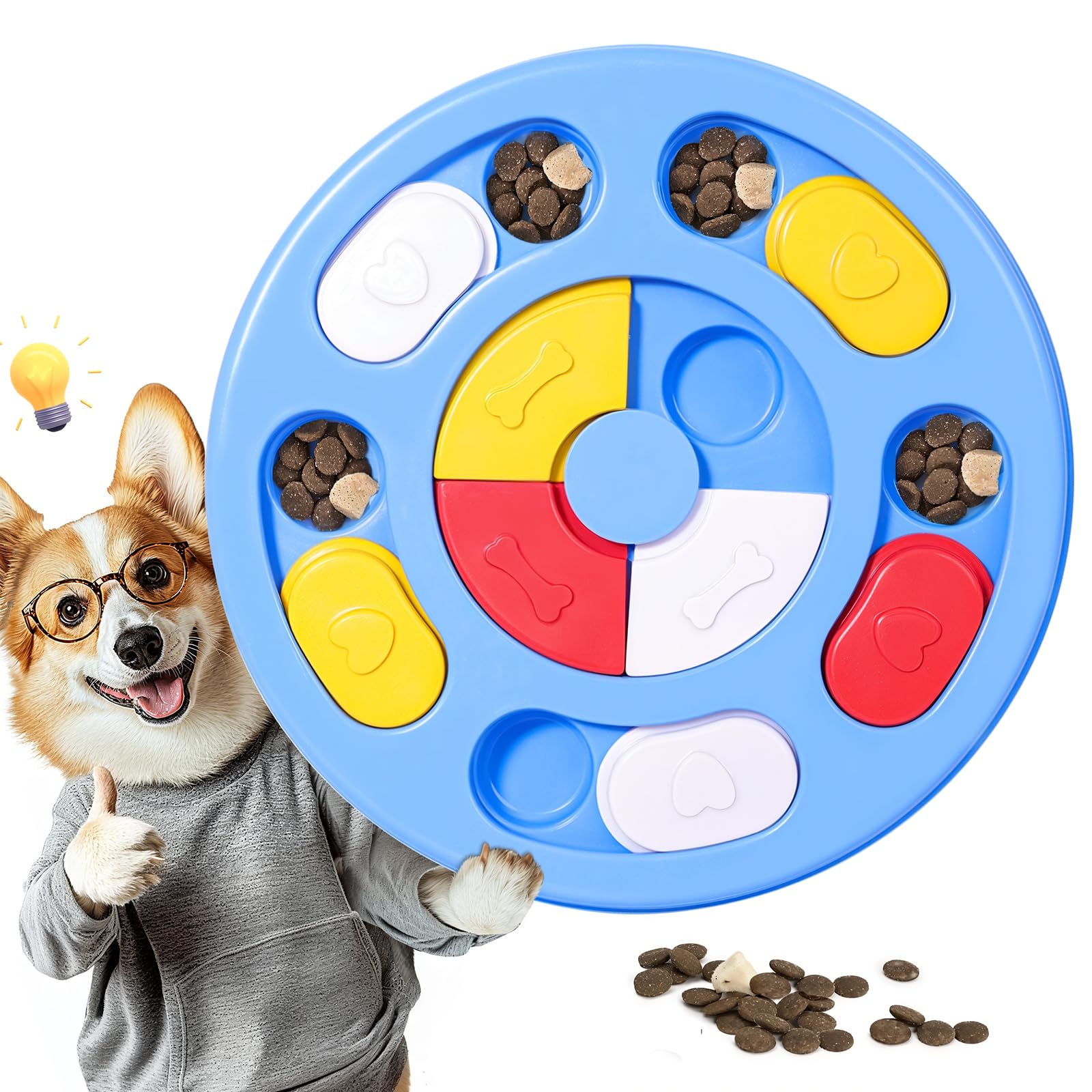 TRIGRAND Giocattolo Intelligente per Cani, Giocattoli per Cibo per Cani ad Alimentazione Lenta, Giochi Attivazione Mentale Cane Giocattoli Interattivi Puzzle per Cani,Azzurro cielo