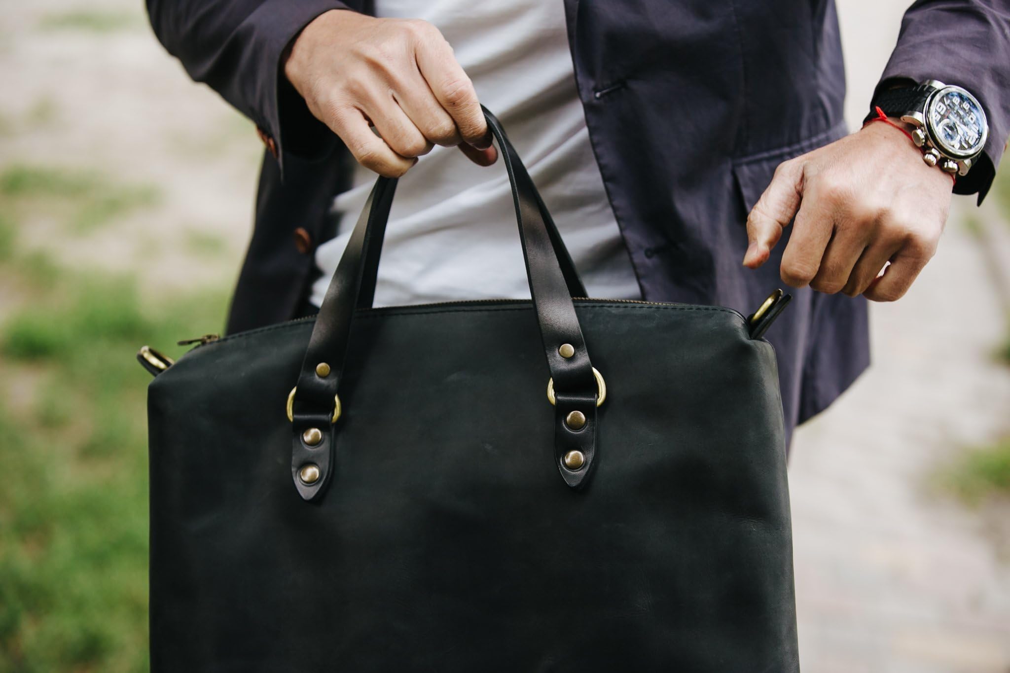 Laptop bag by Kruk Garage Leather briefcase Business briefcase Mens work bag Leather satchel Minimalist Bag Handcrafted leather bag