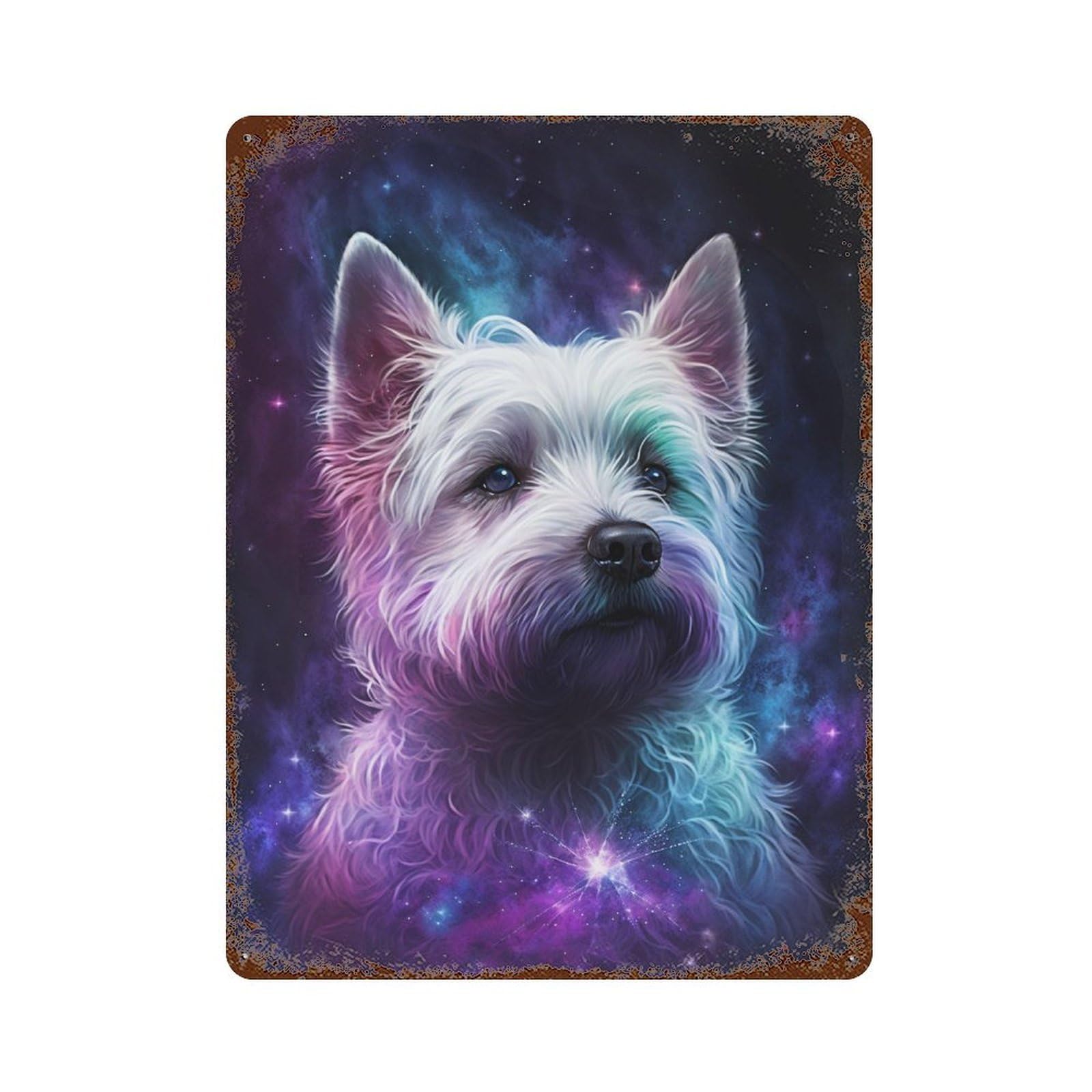 Galactic Pooch Portrait 15.7"x11.8" Decorative Tin Sign, Farmhouse Wall Decor for Farmhouse, Kitchen And Entryway Decor