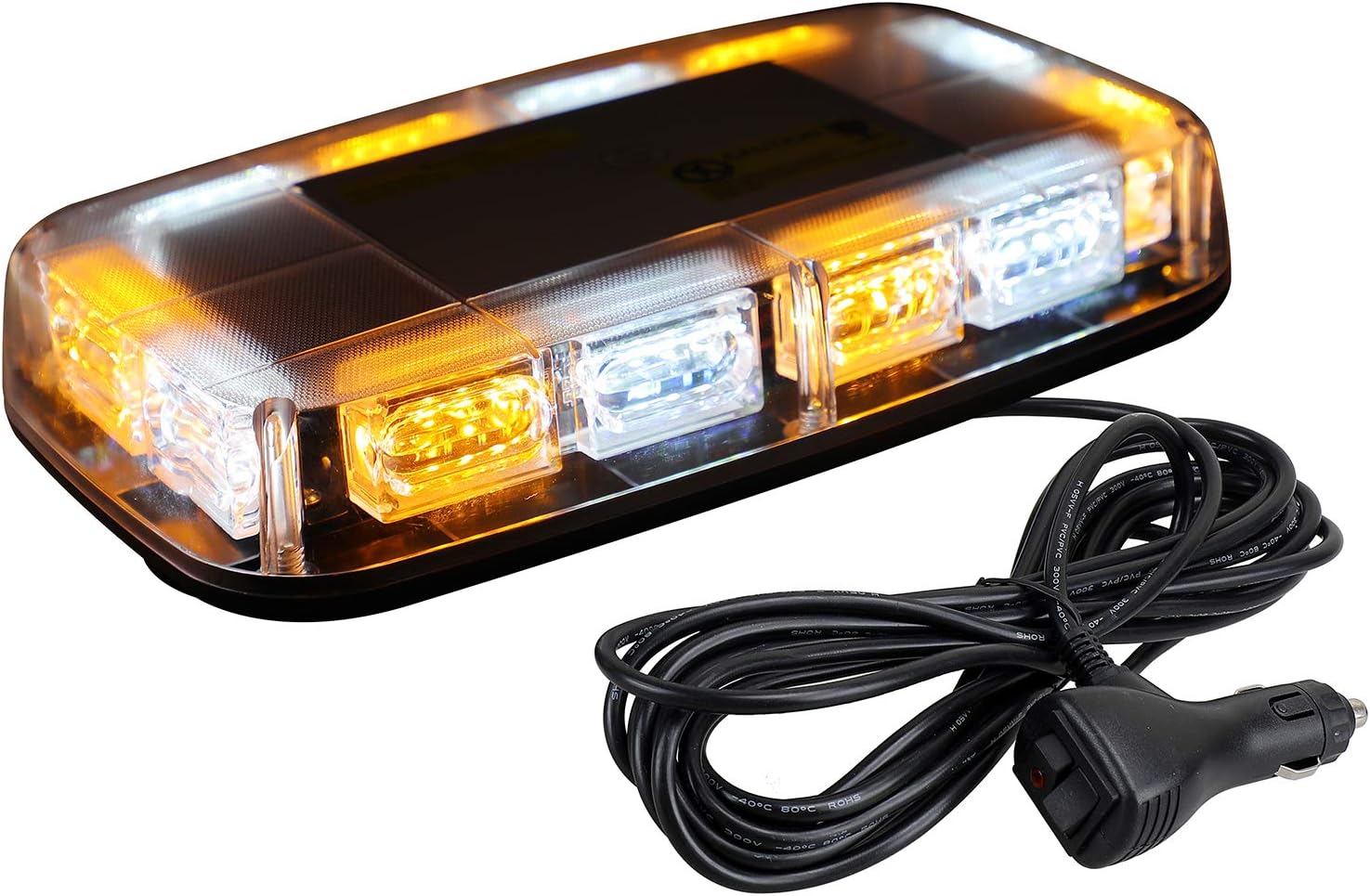 - ASPL [Upgraded 5] 48LED Roof Top Strobe Lights, High Visibility Emergency Safety Warning LED Mini Strobe Light bar with Magnetic Base for 12-24V Snow Plow, Trucks, Construction Vehicles (Amber/White)
