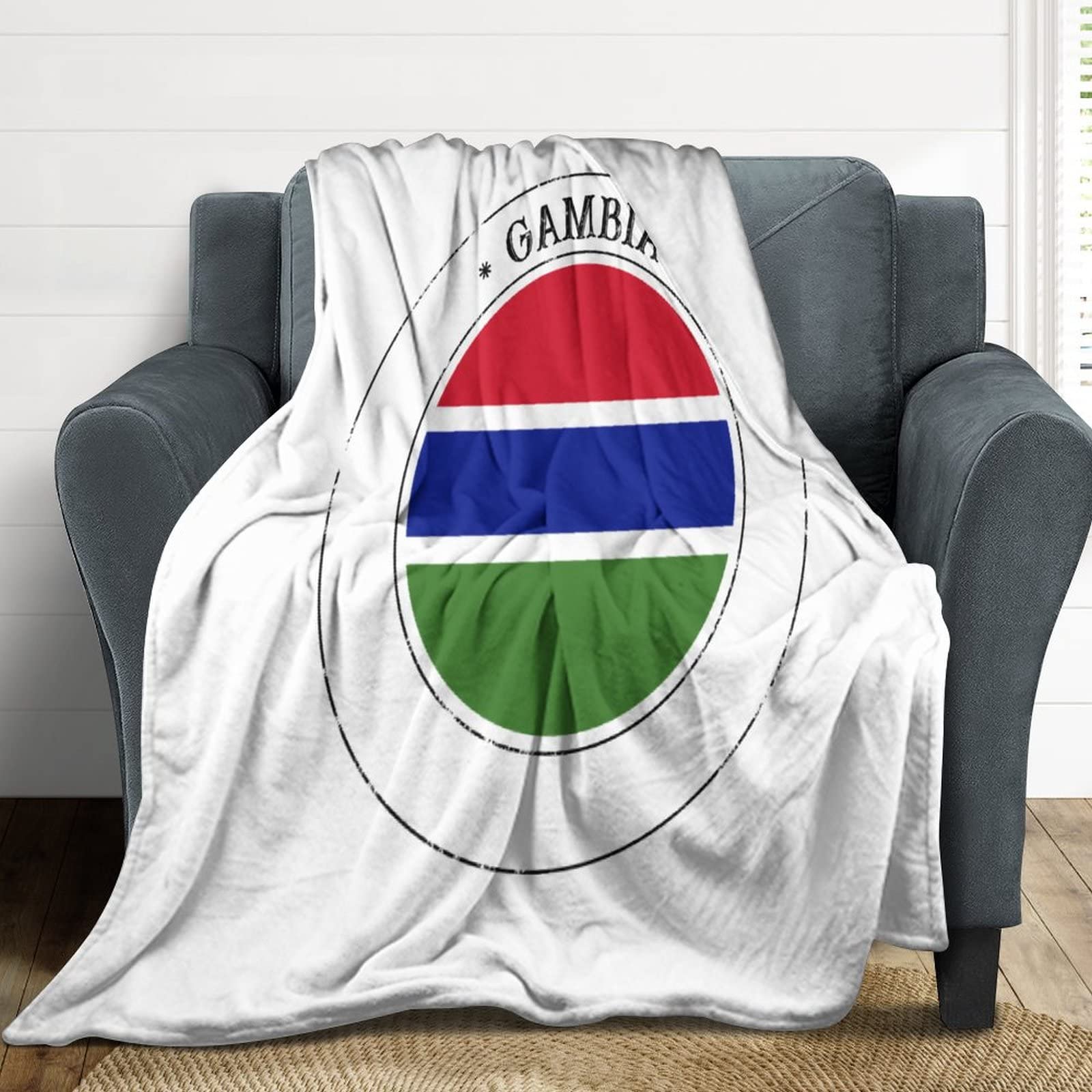 Plaid Gambie en peluche flanelle douce, idée cadeau lit 177x203 cm