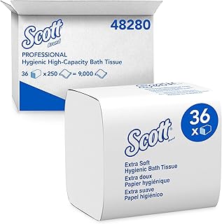 Scott Professional Hygienic High-Capacity Folded Tissue (48280), 2-Ply, White, Single Pull, (250 Sheets/Pack, 36 Packs/Case, 9000 Sheets/Case)